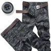 2021 homens soltos em linha reta multi-bolso camuflagem workwear calças H1223