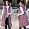 Autumn winter vest women cotton-padded warm thicken long woman vest female hooded parka jacket waistcoat plus size 211008