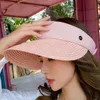 Chapeau de paille de protection solaire d'été pour femmes pour dames style coréen découvert vacances plage extérieure anti-ultraviolet Panama casquette large bord chapeaux Elob22