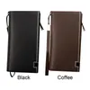 Wallets Card Holder Long Purse Men Wallet Outdoor With Strap Travel Phone Bag PU Leather Business Zipper Closure Portable Striped Clutch