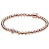 Granulos de ouro rosa 오리지널 Pave Cristal Deslizante Ajuste 925 Prata Esterlina Pulseira Granulo Charme DIY Pandora