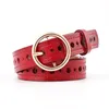 Belts Hollow Out Metal Round Hole Gold Buckle 2.4Cm Wide Female Eyelet Belt Leather Dress Decoration Pin Brief Casual Strap