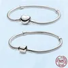 Hot 925 Sterling Silver Bracelets For Women Fit Pandora Charms Beads Classic Basic Snake Chain Bracelet Heart Style Lady Gift With Original Box