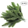 Decoraciones navideñas 30 piezas Árbol Ramas de pino artificial Hojas verdes Aguja Guirnalda Hogar Jardín Adorno Plantas Agujas