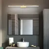 Lampade da parete 110 / 240V L40cm 60cm 80cm Decorazioni di arte moderna Lampada da specchio per bagno a LED Oro spazzolato Lampada per trucco Illuminazione per toilette