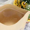 400 stks Seafable Bags Brown Kraft Papieren Tas Stand Up Rits Hersluitbare Food Grade Snack Cookie Clear Venster Verpakking Pouch 100pcs / lot