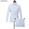 Diamond Dolphin Pattern White Mens Suit 2 Piece Set Fashion Simple Men Blazer with Pants Suit Set Wedding Stage Men Clothing 3XL 210524