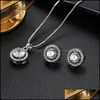 Earrings & Necklace Jewelry Sets 3Pcs/Set Ladies Elegant Round Waterdrop Rhinestone Pendant Hook For Women Wedding Set Drop Delivery 2021 Ue