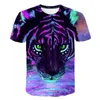 T-shirt sommar 2021 kortärmad läskig realistisk djur tiger print t-shirt mode personlighet stor storlek män runda hals topp y220214