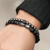 Brins de perles Bracelet de perles givrées noires pour hommes Cube dés hématite Micro Insert Zircon ensemble de perles Kent22