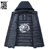 TIGER FORCE Chaqueta de invierno para hombre Chaquetas con capucha de largo medio Grueso azul oscuro Deportes Casual al aire libre Parka hombre abrigo 70769 211216