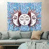 Blue Sun and Moon Mandala Tapestry Mur suspendu décor pour la vie et la chambre 9720305