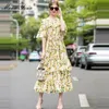 Mode Designer Dress Summer Women's Dress Off-the-Shoulder Cascading Ruffle Fruit Floral-Print Dresses 210524