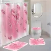 Shower Curtains Colored Feather Fabric 4 Pieces Set For Bathroom Screen Curtain 180x180cm Pedestal Rug Lid Toilet Cover Bath Mat