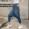 Vintage Ladies Chłopak dżinsy dla kobiet mama wysoka kobieta blue casual harem spodni uliczny Hip Hop Denim Denim Pants 210608