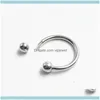 Naso setto Gioielli 3Pcs C Forma 925 Sterling Hoop Ring 6Mm / 8Mm / 10Mm Sier Ear Rings Lip Helix Piercing Body Drop Delivery