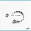 Bijoux de septum de nez 3pcs C Forme 925 Anneau de cerceau sterling 6 mm / 8 mm / 10 mm boucles d'oreille sier