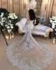 Sparkly 2022 Robe de mariée sirène sexy Sheer Bling Beads Lace Applique High Neck Illusion à manches longues Champagne Trumpet Bridal