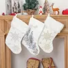 Grote kerstsokken witte sneeuwvlok pluche Nieuwjaarssokken snoepcadeaus voor het nieuwe jaar Kerstsokken open haard decoraties dd453