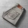 Style italien mode hommes jean haute qualité rétro gris décontracté déchiré Denim Shorts pour épissé Vintage Designer court 4OWL