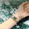 Sunkta 시계 숙녀 울트라 얇은 여성 시계 탑 브랜드 럭셔리 패션 사각형 작은 녹색 시계 방수 쿼츠 손목 시계 210616
