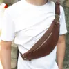 Heren taille tas echt koe lederen vintage kleine fanny pack mannelijke reizen borst tas mobiele telefoon riem tassen man