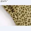 Zevity 여성 섹시한 레오파드 프린트 헴 러프 슬링 미니 드레스 여성 세련된 사이드 지퍼 Vestidos 여름 해변 드레스 DS8321 210603