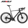 AirWolf 700 * 42C Углеродного волокна Гравий Bike Полный Дорожный циклокросс Велосипед 49 / 52/54/56 / 58см Полностью внутренние проводки Велосипеды для Shimano R8070 DI2 Gropuset