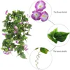 2Pcs 2.3M Morning Glory Hanging Plants Silk Garland Fake Green Plant Home Garden Wall Fence Stairway Outdoor Decor Decorative Flowers & Wrea