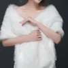 Sjaals Elegant Lang Haar Nepbont Bruiloft Sjaal Stola Wraps Cape Voor Vrouwen Party Winter Warme Sjaals White266b