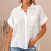 Летние с коротким рукавом свободные тонкие женские рубашки одиночные белые рубашки для женщин элегантные модные офисные дамы вершины