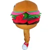 Desempenho Adorável Hamburger Mascote Traje Halloween Fantasia Vestido Desportivo Clube Cartoon Personagem Personagem Terno Carnaval Unisex Adultos Outfit Evento Promocional Adereços