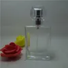 (50Piece/lot) 30ML Clear Perfume Bottle 30cc Crystal Glass bottle, 1 OZ Square Cologne with Silver Sprayer