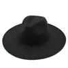 Простая зимняя шерстяная шляпа в британском стиле, классическая кепка-федора для мужчин и женщин, панама, джазовая шляпа, 9,5 см, с широкими полями, большая фетровая шляпа