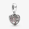 100% 925 Sterling Silver Love macht ein Familienherz Hangle Charms Fit Pandora Original European Charm Bracely Mode Schmuckzubehör