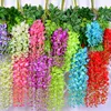 Sztuczny jedwabny Wisteria Flower Wedding Decor Wiszący Rattan Bride Flowers Garland For Home Garden Wll596