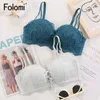 Spitzen-Push-Up-BH für Damen, gepolstert, drahtlos, Dessous, mit Zwei-Cup-Büstenhalter 210728