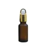 Bouteille d'huile essentielle en verre marron givré, couvercle de panier en argent doré, compte-gouttes en caoutchouc blanc, flacons de remplissage, récipient d'emballage cosmétique 5ml 10ml 15ml 20ml 30ml 50ml 100ml