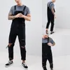 Men's Jeans Rompers Mens Jumpsuit 2021 Fashion Cotton Casual Male Denim Destroyed Ripped Distressed Slim Pants Overalls Plus 241e