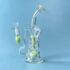 Fab Egg Water Pipes Double Recycler Oil Dab Rigs Narghilè 14mm Giunto femmina con ciotola Bong in vetro Turbina Perc Bong Narghilè a colori puri