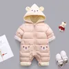 Born Panda Babykleidung Winter Kapuzen Strampler Dicke Baumwolle Warmes Outfit Overall Overalls Schneeanzug Kinder Jungen Kleidung 211229