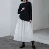 [Eam] Vit avslappnad kort pläterad dubbelskikt Hög elastisk midja Halvkroppsskjorta Kvinnor Mode Vår Sommar 1DD8481 21512