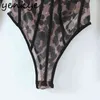 Vintage leopardo laço bodysuit mulheres backless manga longa verão sexy corpo femme playsuit tops 210430