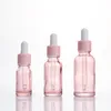 10ml 20ml 30ml Flacone contagocce in vetro rosa Flacone per pipetta con reagente liquido per olio essenziale Contenitori per imballaggio cosmetico