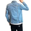 Grossist designer kort denim jacka män mode knäppas upp kappa streetwear hål rippade jean jacka höga jacka motorcykel män fickor