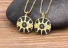 Arrivo Lucky Turkish Evil Eye Ciondolo tondo color oro Collana a catena lunga per le donne Ragazze Fashion Pearl Inlay Jewelry Gift