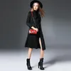 Kvinnors Trench Coats Höst Winter Suede Windbreaker Women 2021 Elegant Long Lapel Lady Black Red Outwear Casaco Feminino LX