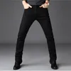 Hommes Fashion Jeans d'hiver Men Black Slim Fit Stretch Streth