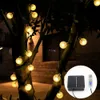 USB + Solar Powered 60 LED String Light Garden Path Yard Decor Lamp Waterdicht - Wit