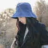 Big Head Man Large Size Bucket Hat Men and Women Four Season Solid Color Denim Plus Size Fisherman Hats